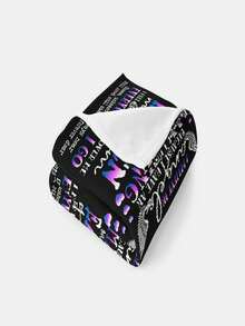 1入信封式卡通圖案簡約法蘭絨毯,適用於家庭、野餐和旅行,懷念母親,紀念禮物 - 彩色 - 查看 3