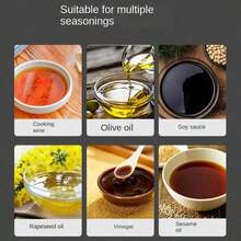 250ml Sodium Calcium Glass Round Kitchen Oil Dispenser Bottle With Filter, Scale Line Markings, Suitable For Various Types Of Oil, Air Fryer, Cooking, Salad, Bbq, Home Kitchen Essential Tool - Dark Grey - View 7