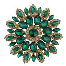 1pc  Fashion Hardware Burnt Wedding Diamond Inlaid Round Flower DIY Clothing Accessories For  Box Bag - Green - View 1