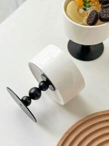 1 chiếc bát sứ sáng tạo 220ml/7.5oz đựng kem và đồ tráng miệng, cốc đựng kem chân cao, bát đựng bánh pudding và sữa chua, đồ dùng học tập, quà tặng Giáng sinh - màu đen - Xem 7