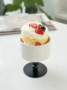 1 chiếc bát sứ sáng tạo 220ml/7.5oz đựng kem và đồ tráng miệng, cốc đựng kem chân cao, bát đựng bánh pudding và sữa chua, đồ dùng học tập, quà tặng Giáng sinh - màu đen - Xem 11