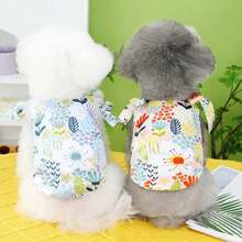 1pc Pet Dog Clothes For Spring & Summer, Doggy Beach Dress, Teddy Small & Medium Dog Apparel - Dark Green - View 8