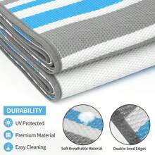 Outdoor Patio Rug Waterproof Camping - Outdoor Area Rugs Carpet Waterproof, Outdoor Plastic Straw Rug For Patios Clearance, Outdoor Rugs For Camping, Porch, Deck, Balcony, Backyard, Blue - Blue+White+Grey - View 7