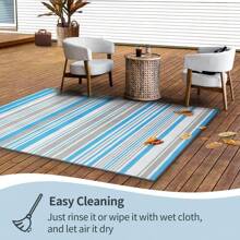 Outdoor Patio Rug Waterproof Camping - Outdoor Area Rugs Carpet Waterproof, Outdoor Plastic Straw Rug For Patios Clearance, Outdoor Rugs For Camping, Porch, Deck, Balcony, Backyard, Blue - Blue+White+Grey - View 6