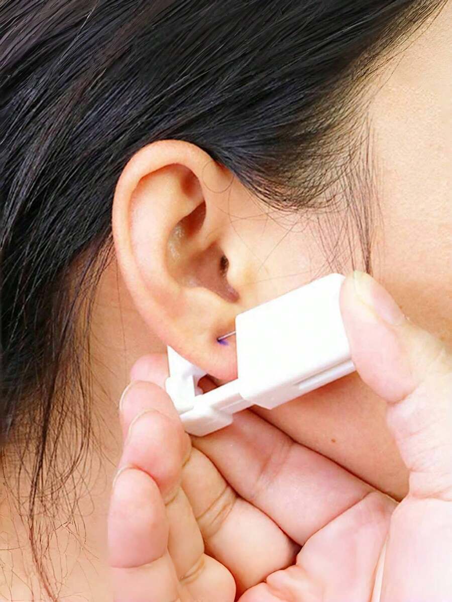 1 件白色一次性穿耳枪，手动耳环穿耳工具 - 白色 - 查看 1