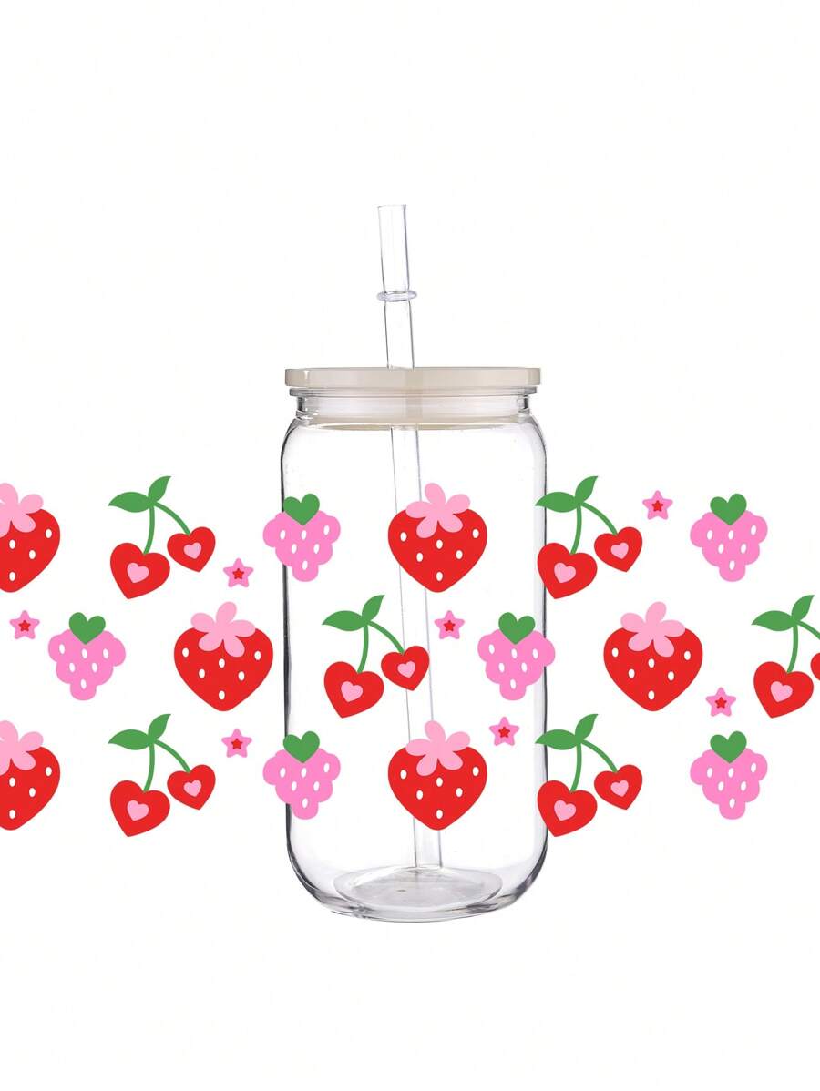 4 Sheets 1 Set Wild Flower Strawberries Butterfly UV DTF Cup Wrap