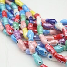 10 Piezas Cuentas De Cerámica De Peces Lindos Y Coloridos Para La Elaboración De Joyas Diy
