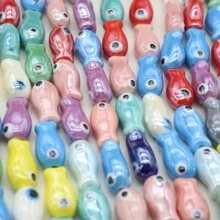 10 Piezas Cuentas De Cerámica De Peces Lindos Y Coloridos Para La Elaboración De Joyas Diy