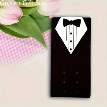 10pcs Wedding Gift Box Set, Bridal & Groom Formal Wear Shaped Candy Boxes With Ribbon, Great For Wedding Party Decoration, Gift Packaging And Storage Supplies - Multicolor - View 9