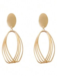 2pcs Lightweight Tear Drop Shaped Dangle Earrings With Gold-Tone Pendant For Daily Commuting