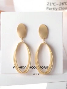 2pcs Lightweight Tear Drop Shaped Dangle Earrings With Gold-Tone Pendant For Daily Commuting