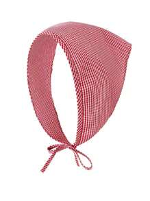 1 件女士清新格纹法式乡村风格防晒头巾夏季波西米亚风发巾，头巾秋冬发带发饰女士度假装