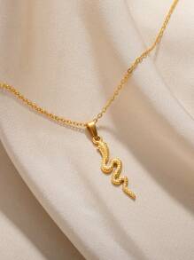 Stainless Steel Snake Necklace For Women Men Gold Color Zodiac Animal Pendant Necklace Fashion Jewelry Gift - Yellow Gold - View 11
