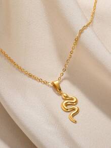 Stainless Steel Snake Necklace For Women Men Gold Color Zodiac Animal Pendant Necklace Fashion Jewelry Gift - Yellow Gold - View 10