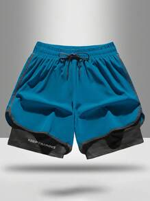 Women's Quick-Dry Running Sports Shorts - Blue - View 2