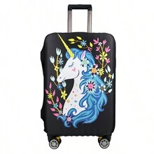 印花行李箱套厚款旅行行李箱塵套,彈性,可拉式保護套 - 紫紅色 - 查看 3