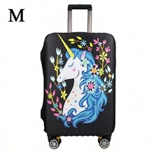 印花行李箱套厚款旅行行李箱塵套,彈性,可拉式保護套 - 紫紅色 - 查看 9