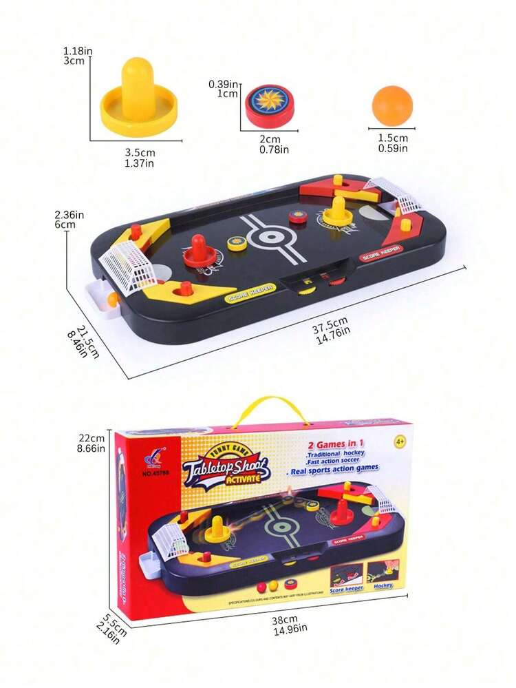 Juego De Mesa 2-en-1 Ice Hockey Estilo Inglés Con Juego Competitivo De Dos Jugadores Y Fútbol De Mesa Para Interactuar Entre Padres E Hijos, Juguetes Interactivos - Multicolor - Añade 2