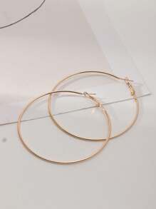 1pair Women's Simple & Exaggerated Circle Earrings - Gold - View 1