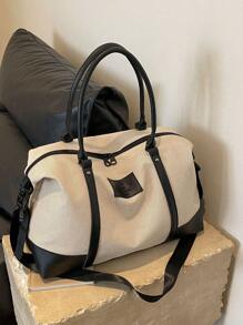 Fashionable Color Block Style Travel Bag With Large Capacity, Can Be Carried By Hand, Shoulder Or Cross-Body, Suitable For Short-Term Travel, Vacation, Gym And Other Occasions Back To School School Bag Travel Essentials Travel Organizer For Beach Summer Vacation For Suitcase Overnight Bag Gym Bag Duffle Bag Weekend Bag Duffel Bag For Luggage Carry On Bag College Bag Luggage Bags Weekender Bag Hospital Bag Holiday Winter Back To School Supplies