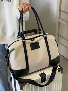 Fashionable Color Block Style Travel Bag With Large Capacity, Can Be Carried By Hand, Shoulder Or Cross-Body, Suitable For Short-Term Travel, Vacation, Gym And Other Occasions Back To School School Bag Travel Essentials Travel Organizer For Beach Summer Vacation For Suitcase Overnight Bag Gym Bag Duffle Bag Weekend Bag Duffel Bag For Luggage Carry On Bag College Bag Luggage Bags Weekender Bag Hospital Bag Holiday Winter Back To School Supplies