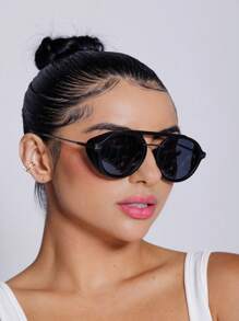女性夏季時尚眼鏡街頭風 - 黑色 - 查看 1