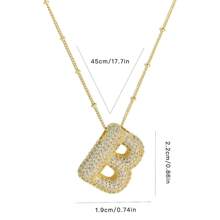 Cubic Zirconia Gold Plated  Bubble Alphabet Letter Necklace Monogram Necklace Balloon Initial Necklace Gifts For Women Girls