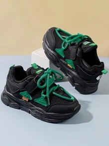 1 Par De Tênis De Corrida Respiráveis Para Crianças Com Sola Leve E Resistente, Tênis Esportivos Casuais Para Meninos E Meninas, Outono
