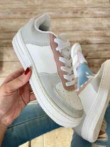 Women Wedge Sneakers - Gris Claro - Ver 4