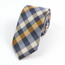 1 pieza Corbata delgada formal de negocios para hombres a cuadros y rayas de 6 cm, adecuada para el trabajo, uso diario, bodas y fiestas