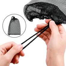 Multipurpose Nylon Mesh Drawstring Bag For Beach Toys, Swimming, Camping, And Travel - Durable And Convenient - Black - View 4