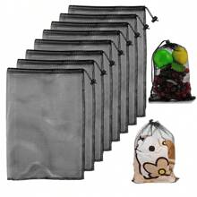 Multipurpose Nylon Mesh Drawstring Bag For Beach Toys, Swimming, Camping, And Travel - Durable And Convenient - Black - View 2