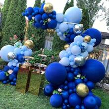 WellParti 136 Pcs Of Blue Latex Balloon Wreath Arch Set, Wedding Decoration, Birthday Party, Anniversary Decoration, Graduation Decoration, Festival, Indoor And Outdoor Decoration, Home And Room Decoration