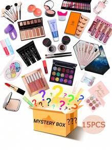 SURPRISE Makeup BOX, MYSTERY BOX MAKEUP The Makeup Products Included Are Eye Shadow, Eyebrow Pencil, Blush, Eyeliner, Mascara, Lipstick, Lip Liner, Cream Makeup Base, Powder, Foundation Makeup, Loose Powder And Much More. - 15PCS - View 1