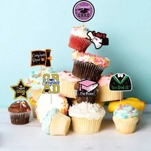 9入組畢業主題蛋糕裝飾釘,適用於大學和高中畢業派對裝飾 - 彩色 - 查看 4