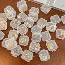 10pcs/20pcs/40pcs Transparent Storage Box, Earrings, Rings, Jewelry DIY Storage Box, Fishing Hook Storage Box, Portable Multi-Purpose Storage Box, Round Storage Box, Apple Storage Box, Square Storage Box, Square Storage Box Without Compartments - White - View 2