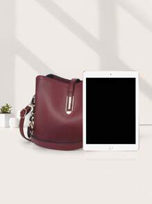 Borsa a tracolla di moda da donna, tinta unita, versatile, con stile elegante, regalo per la festa della mamma, borsetta essenziale per la mamma per uscire, migliori idee regalo per la festa della mamma, borsa bordeaux alla moda - Bordò - Visualizzare 5