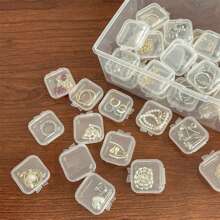 10pcs/20pcs/40pcs Transparent Storage Box, Earrings, Rings, Jewelry DIY Storage Box, Fishing Hook Storage Box, Portable Multi-Purpose Storage Box, Round Storage Box, Apple Storage Box, Square Storage Box, Square Storage Box Without Compartments - White - View 7