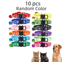 5/10/20 chiếc Ngẫu nhiên Có màu sắc Polyester Mèo Khóa Phản chiếu In nét mỏng Mẫu Có thể điều chỉnh Thú cưng Mèo & Vòng cổ chó Với Trong sáng Chuông , Thích hợp Đối với Mèo & Chó Cái cổ - Nhiều màu - Xem 9