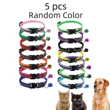 5/10/20 chiếc Ngẫu nhiên Có màu sắc Polyester Mèo Khóa Phản chiếu In nét mỏng Mẫu Có thể điều chỉnh Thú cưng Mèo & Vòng cổ chó Với Trong sáng Chuông , Thích hợp Đối với Mèo & Chó Cái cổ - Nhiều màu - Xem 4