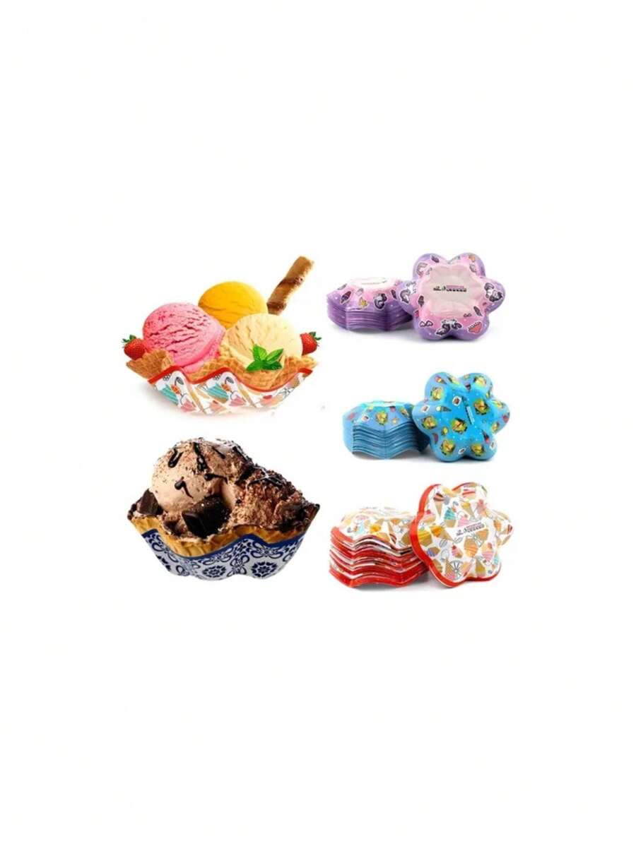 100 Pz Porta Canastas De Galleta Helado Genérica Paletería - Multicolor - Ver 1