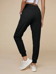 MASKERT 女士運動長褲,輕盈舒適,帶有口袋,適用於運動、休閒或家居穿著 - 黑色 - 查看 3