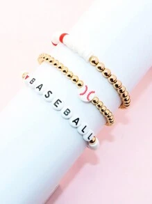Bộ vòng tay hạt đá Hematite bóng chày bóng mềm bóng rổ bóng bầu dục bóng chuyền bóng đá Bộ vòng tay hạt đá ngày thi đấu thể thao - Nhiều màu - Xem 4
