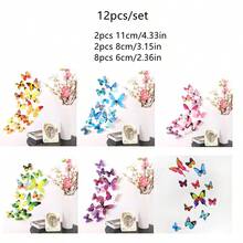 12入組蝴蝶牆貼,3d蝴蝶裝飾蝴蝶貼紙,適用於臥室裝飾 - 彩色 - 查看 2