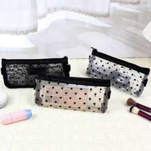 1 pièce Sac de rangement pour pinceaux de maquillage, étui à crayons transparent en maille. Sac de rangement simple de grande capacité pour articles de papeterie, sac de maquillage, sac de soins de la peau, sac de toilette, cubes d'emballage, articles essentiels pour les voyages, les croisières, la chambre d'étudiant, cadeaux de demoiselle d'honneur, cadeaux pour maman, anniversaire, amis et professeurs, décoration de la maison, de la salle de bain, du salon, de la chambre à coucher, organisateur de bijoux, organisateur d'huile à lèvres, organisateur de vernis à ongles, organisateur de voyage pour le maquillage, fermeture à glissière, accessoires pour les ongles