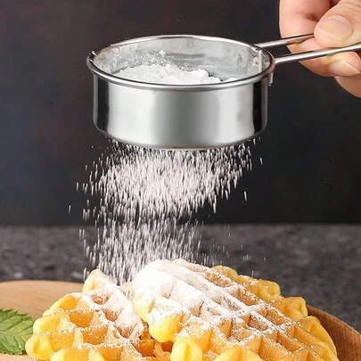 Rây bột mini cầm tay bằng thép không gỉ 304, rây đường, bột ca cao 40 mắt lưới, dụng cụ làm bánh gia dụng.