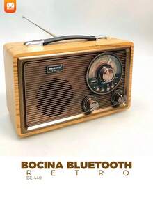 Bocina bluetooth retro vintage excelente calidad en sonido - Marrón - Ver 2