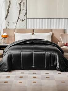 1入高端豪華被褥，經過拼花棉被核心處理適用於全年使用，超柔軟的純色被褥，透氣舒適，支援標準全尺寸，Queen尺寸，King尺寸和Twin尺寸，簡約時尚 - 黑色 - 查看 6