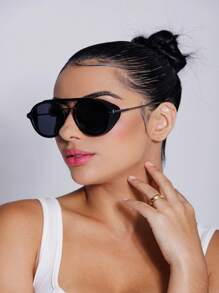 女性夏季時尚眼鏡街頭風 - 黑色 - 查看 4