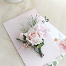 1pc Men Luxury Imitation Fabric Rose Flower Brooch, Groomsmen Boutonniere For Wedding, Prom And Graduation Ceremony Party Decoration Valentine's Day Valentines - A - View 4